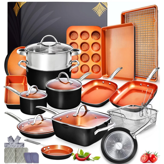 Belfry Kitchen Vioria 10 Pieces Aluminum Non Stick Cookware Set