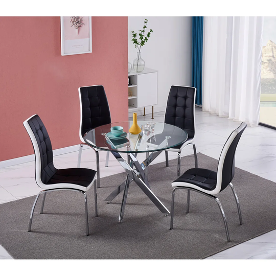 Nexus Dining Table With 4 Vienna Grey Chairs