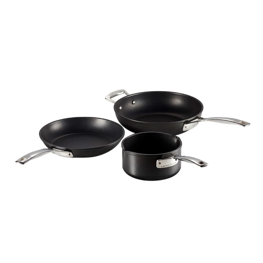 Toughened Non-Stick Cookware Set-3 Pieces, 16, 24, 26 Cm, Aluminium, Black