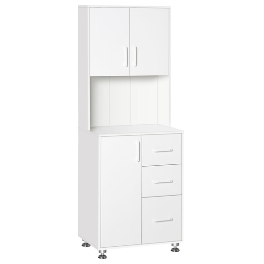 HOMCOM Modern Kitchen Cupboard Storage Organizer Buffet Hutch White