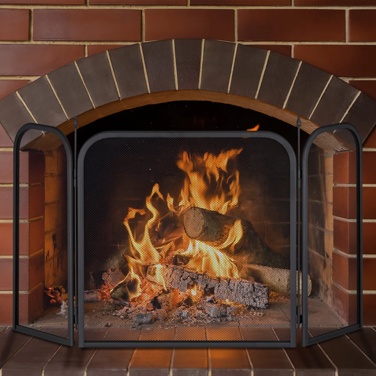 Makaila 3 Panel Steel Fireplace Screen