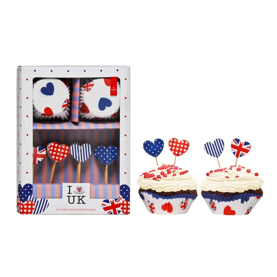 24 Cup Non-Stick I Love UK Cupcake Case