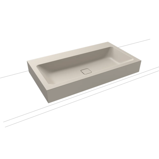 Warm Grey Steel Enamel Rectangular Countertop Basin Bathroom Sink