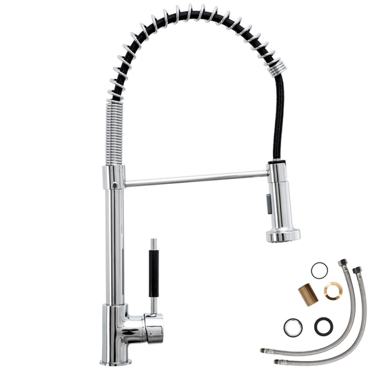 tectake Kitchen mixer tap with detachable spray - faucet tap, kitchen tap, kitchen mixer tap - grey
