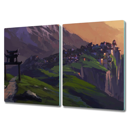 Callicoon Tempered Glass Mountains City on the Hill Sunset Chopping Board