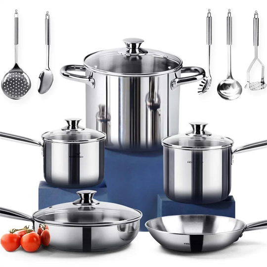 Belfry Kitchen Sheehan 16 Pieces Stainless Steel (18/0) Non Stick Cookware Set
