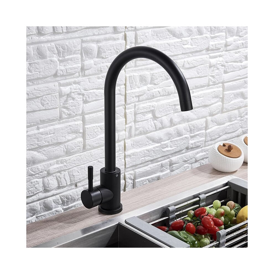 Kitchen Tap Black Finish Mixer Taps Swivel Spout Mono Faucet