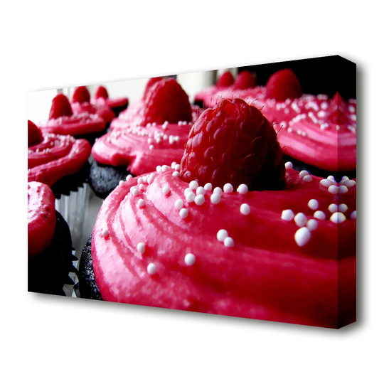 Pink Cupcakes Kitchen - Wrapped Canvas Photograph Print