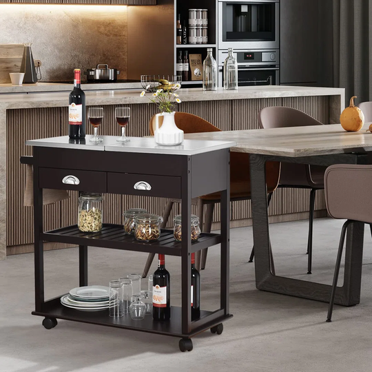 Shaquille 40Cm Wide Rolling Kitchen Trolley with Stainless Steel Top