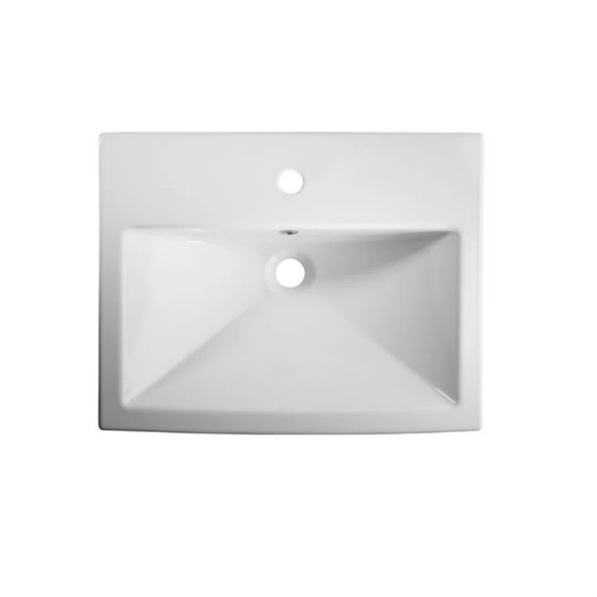 White Ceramic Rectangular Countertop Basin Bathroom Sink with Overflow