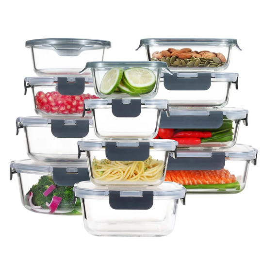 Belfry Kitchen Nachhaltiges Frischhaltedosen Set, 24-Tlg. (12 Behälter + 12 Deckel) Geeignet Für Mikrowelle, Spülmaschine, Ofen & Gefrierschrank. Luft