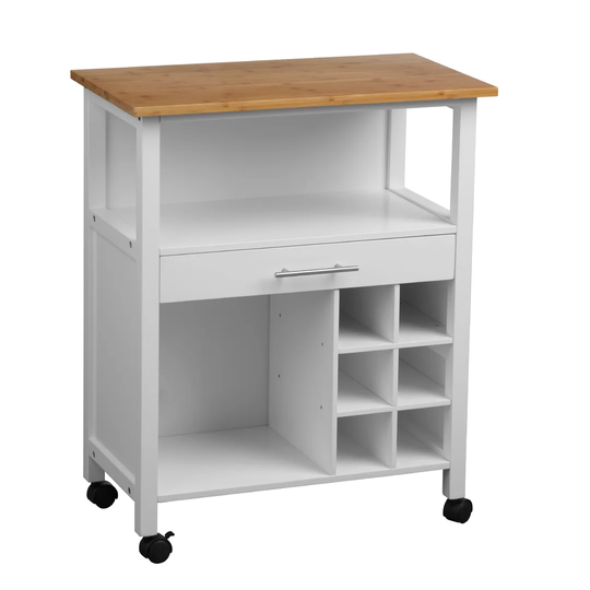 Kitchen Trolley with Solid Wood Top