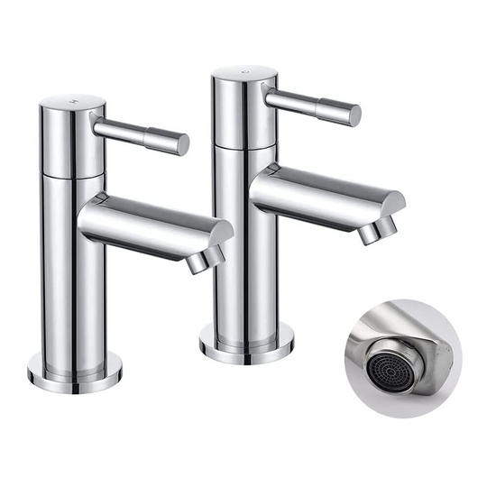Pair Bathroom Sink Taps Mixer Single/Twin Lever Chrome Faucet 2 Taps