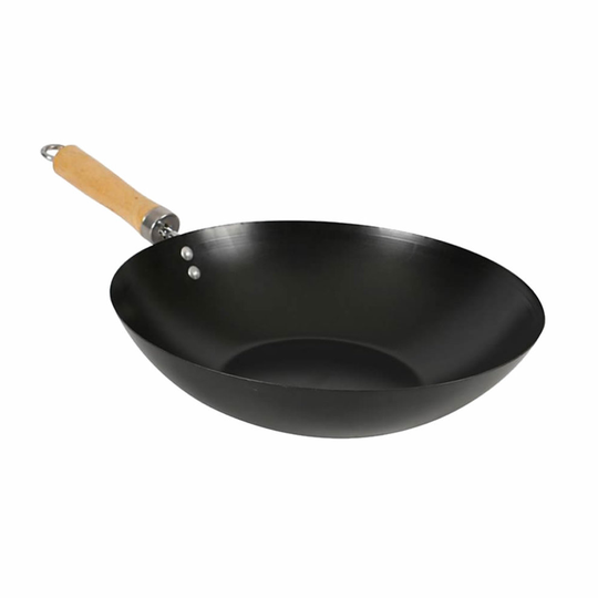 (30cm) Stainless Steel Deep Chinese Cooking Non-Stick Wooden Handle Wok 25cm & 30cm