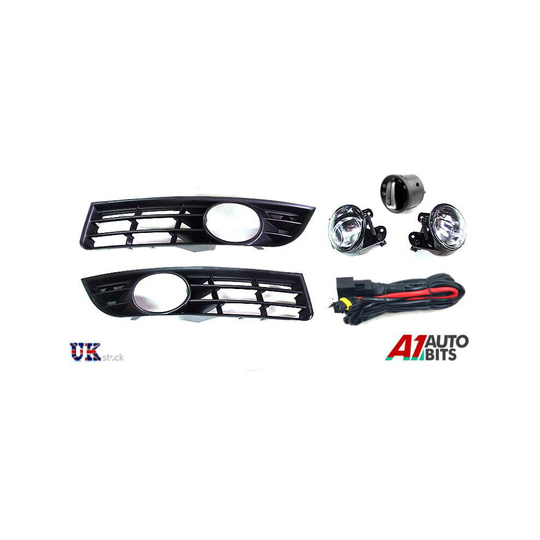 VW PASSAT 3C 2006 - 2009 FOG LIGHTS & GRILLS WITH WIRING & SWITCH FULL SET KIT