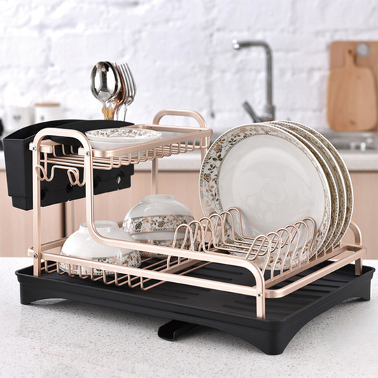 Kitchen Dish Drainer Rack with Drip Tray Holder Plate Rack Sink