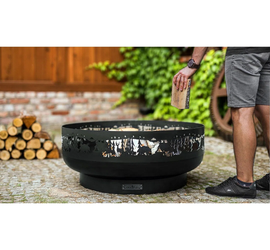 Garden Brazier FOREST Decorated Forest In Steel Diameter80 Cm