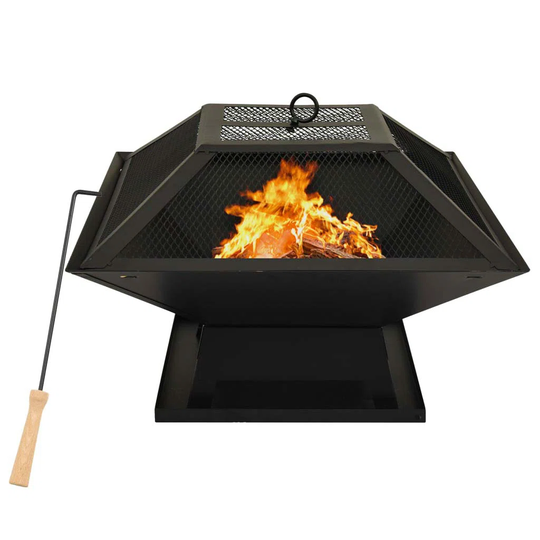 Ettamae 37Cm H x 46.5Cm W Steel Wood Burning Outdoor Fire Pit with Lid