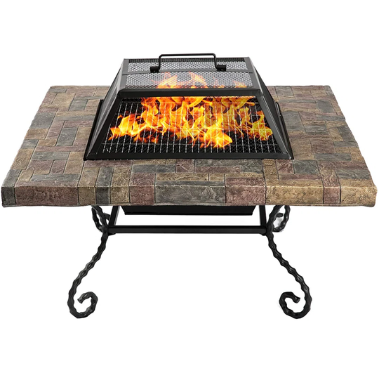 F64D3013235741D39D2B0AEBAD4A2BB3 Timeless Garden & Patio Heater Fire Pit Brazier And Barbecue With Eco-Stone Finish