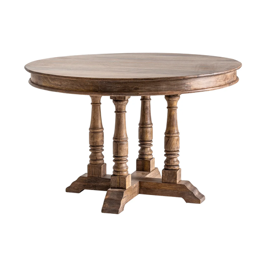 Arlon 122 Cm Mango Solid Wood Pedestal Dining Table