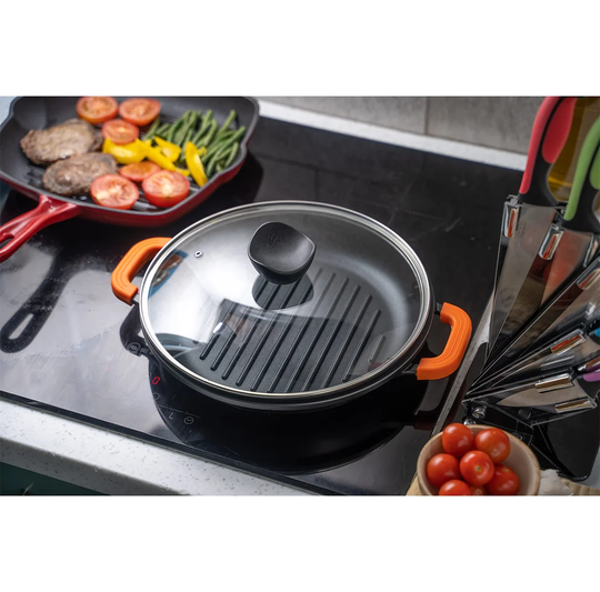 Waller 28cm Non-Stick Grill Pan with Lid