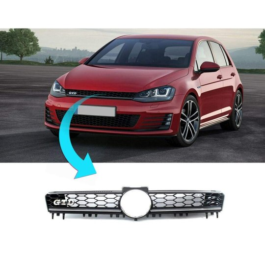 VW Golf Mk7 Gtd 2013-2017 Front Bumper Main Centre Grille With Chrome Moulding