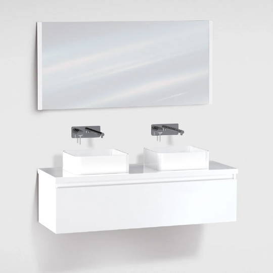 119Cm Wall Mounted Single Bathroom Vanity Base Only in White