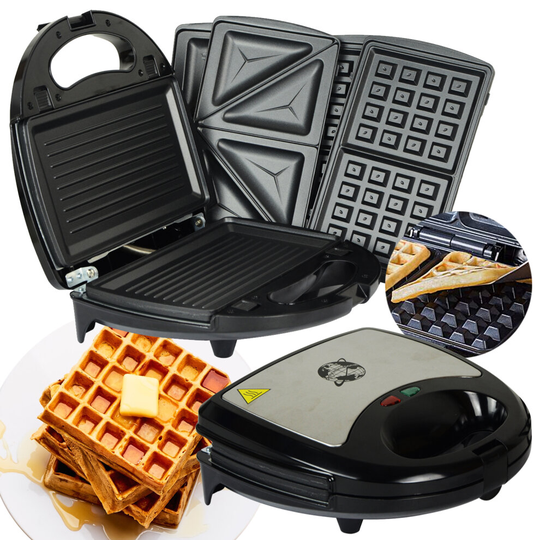 750W KITCHEN 3 IN 1 SANDWICH TOASTER WAFFLE MAKER IRON TOAST GRILL PANINI PRESS