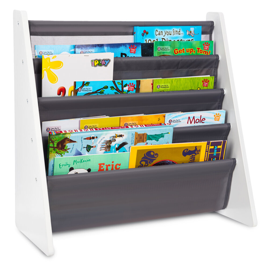 LIVIVO Wooden Bookshelf Bookcase Kids Bedroom Book Shelf Sling Storage Rack Organizer