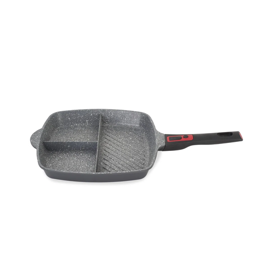 3In1 Grill Pan Zilan ZLN-3352, 28 Cm, Aluminum Material, Soft Touch Handlegranite Interior