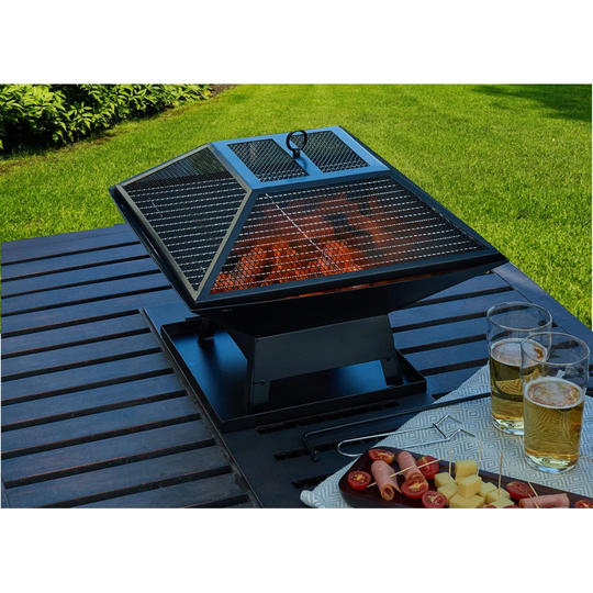 Seawell 34Cm H x 46Cm W Iron Outdoor Fire Pit with Lid