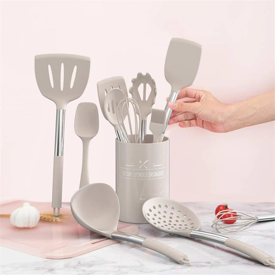 Chef Kitchen Utensil Set, 15Pcs Silicone Cooking Kitchen Utensils Set, Cooking Tools Turner Tongs Spatula Spoon For Nonstick Heat Resistant Cookware -