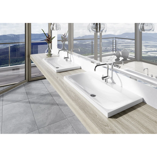 Silenio White Steel Enamel Rectangular Bathroom Sink