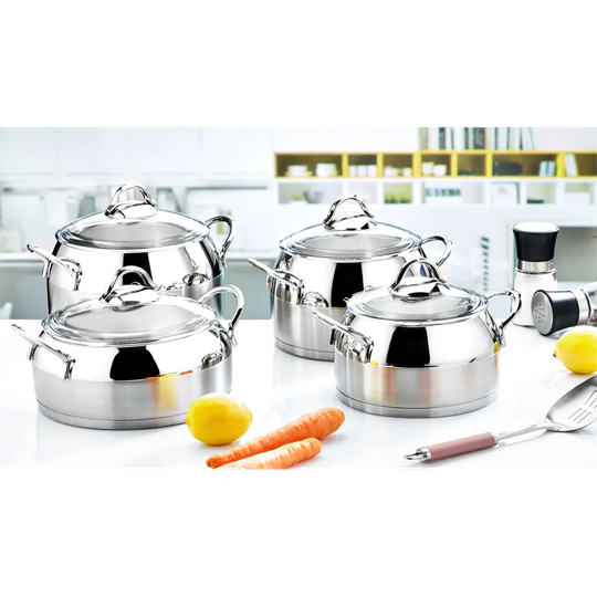 evimsaray 8 Piece Stainless Steel (18/10) Cookware Set