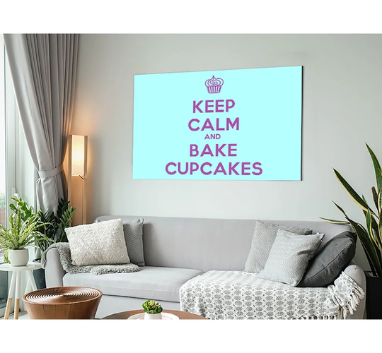 Kitchen Quote Keep Calm Bake Cupcakes - Unframed Textual Art on Metal