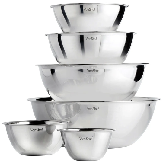 Professional 6 Piece Stainless Steel Mixing Bowl Set