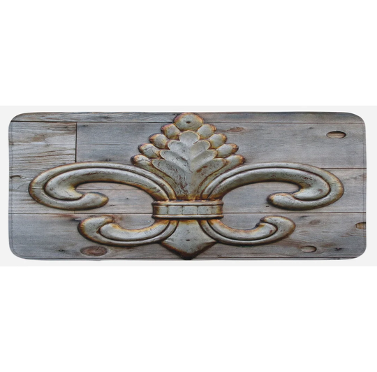 Fleur De Lis Kitchen Mat Sign Wood