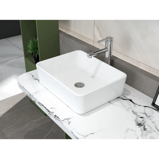 19x15-inch Bathroom Vessel Sink,white Rectangle Above Counter Countertop Vanity Sink,porcelain Ceramic Art Basin,wash Basin For Lavatory Vanity Cabine