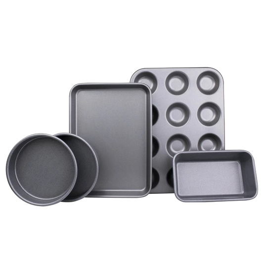 5-Piece Heavy Gauge Non-Stick Polytetrafluoroethylene Coated Baking Tray Set, Dishwasher Safe And Easy Clean By Kitcheneur