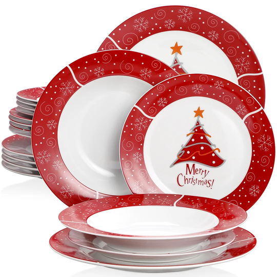 Chrismasc Tree 18 Piece Dinnerware Set, Service for 6