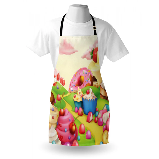 Yummy Donuts Land Cupcakes Ice Cream Cotton Candy Clouds Apron