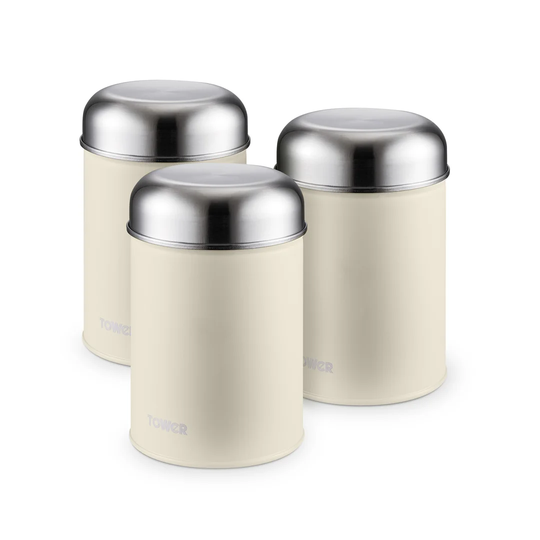 Tower T826101PEB Infinity Stone Set of 3 Storage Canisters for Coffee/Sugar/Tea, Stainless Steel