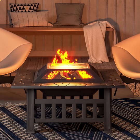 Eldert 45Cm H x 81Cm W Steel Charcoal Outdoor Fire Pit Table