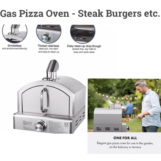 Hercules Stainless Steel Gas Pizza Oven / BBQ Grill + 2 Pizza Stones