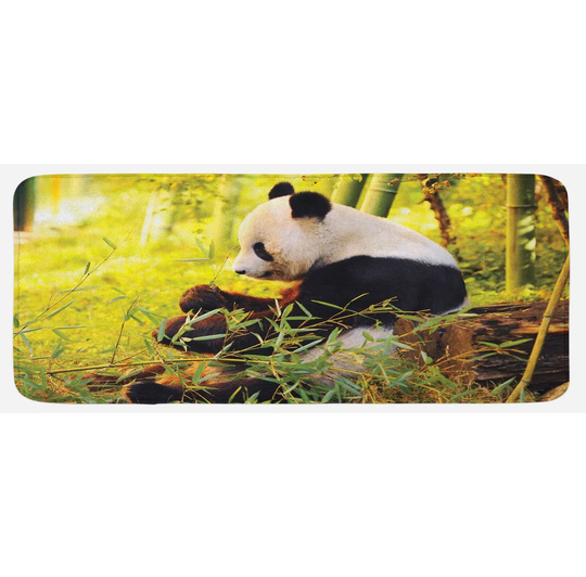 Cannan Panda Panda Sitting in Forest Kitchen Mat