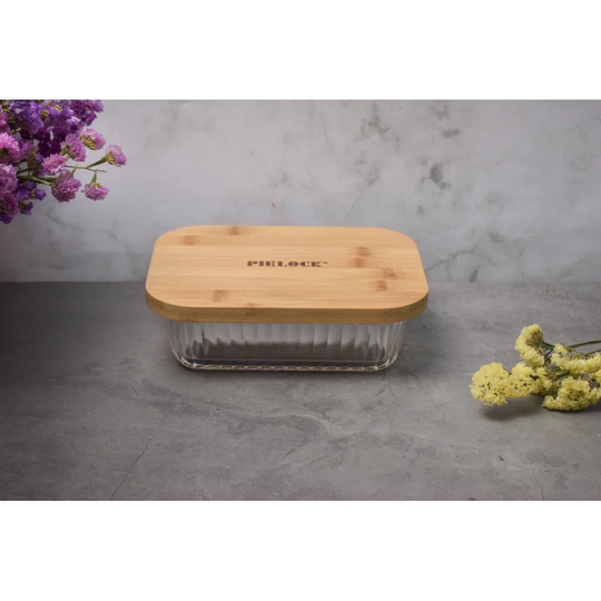 Belfry Kitchen | Butter dish with bamboo board Butter bell for 250g butter | Butter dish glass | Wooden butter dish | Butter Dish | Box