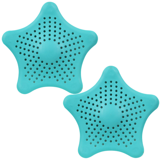Silicone Drain Filters Pair Blue Sink Shower TRIXES
