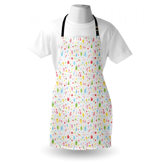 Celebration Time Balloons Gift Boxes Cupcakes Ice Cream Birthday Christmas Apron