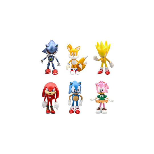 Mini Figures Set, 6 PCS Sonic Cake Toppers Mini Figures Set Birthday Party Supplies Cupcake Figurines Superhero Birthday Party Cake Decoration Su