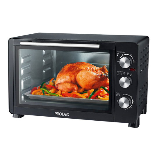 Prodex PX7030B 30 Litre Tabletop Mini Oven, 1500W Electric Cooker & Grill, Ideal for Roasting, Baking, Grilling & Reheating, Black